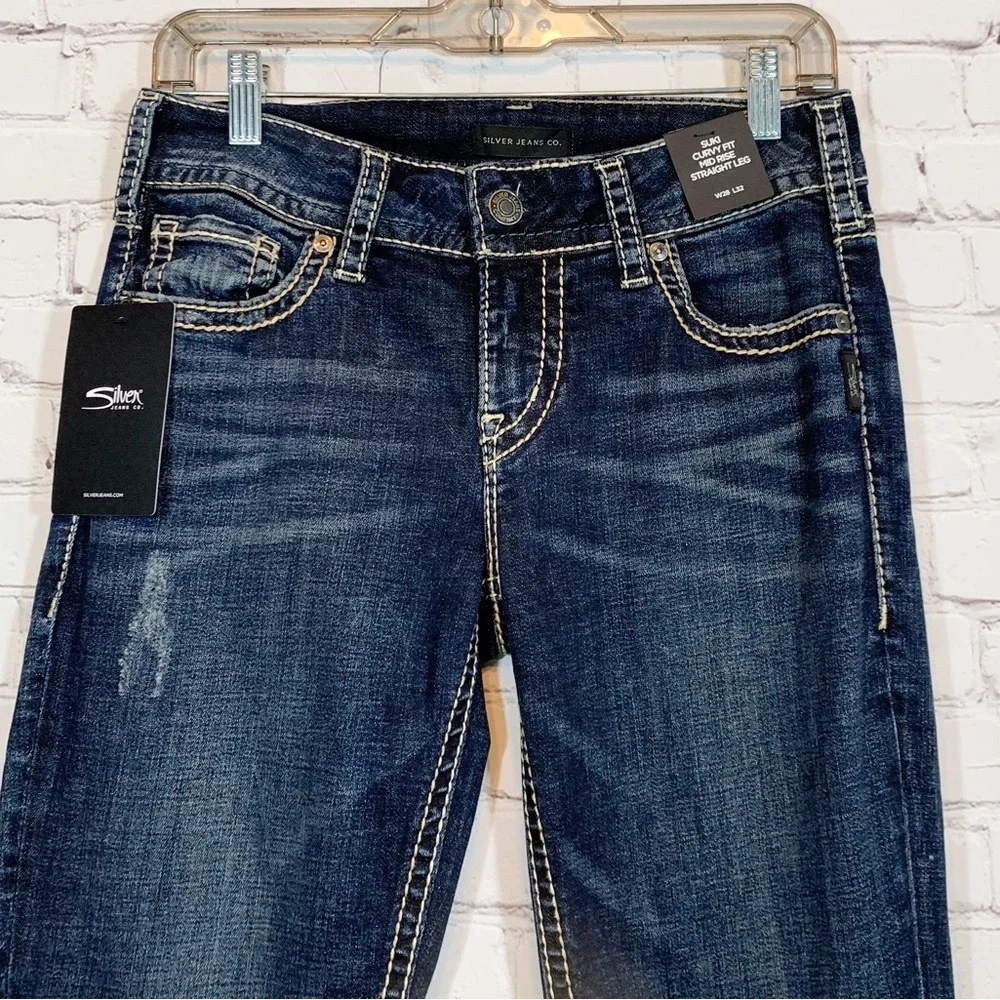 Silver Jeans Suki Curvy Fit Mid Rise Straight Leg NWT - Picture 3 of 9